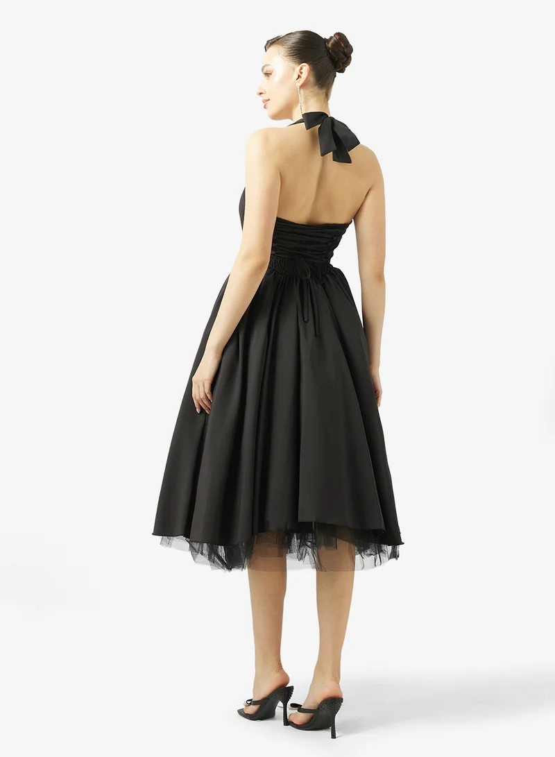 جينجر Halter Neck Corset Bodice Princess Cut Dress